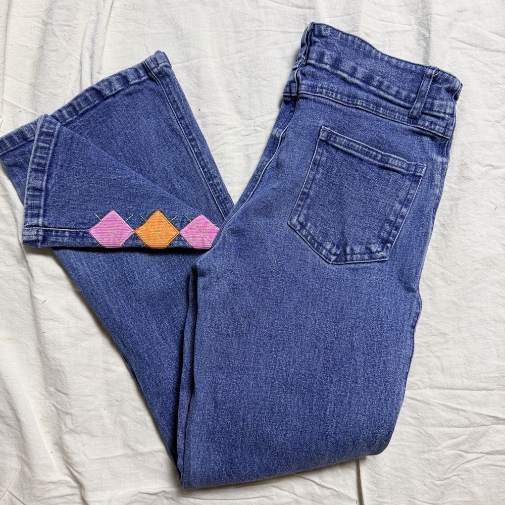 Y2K Vintage Hartstrings Girl Embroidered Denim Flares Flared Jeans Girls Size 8